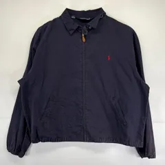 古着 ポロバイラルフローレン Polo by Ralph Lauren スウィングトップジャケット 大きいサイズ チンスト ワンポイントロゴ刺繍 フルジップ 2XL  ブラック メンズ