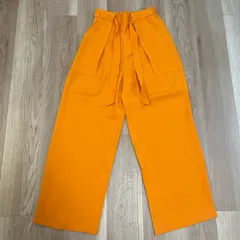 【228435】Adam et Rope' アダム エ ロペ  ワイドパンツ　ボトムス　ウエストゴム　ポリエステル　サイドファスナー　日本製　36  ・ オレンジ