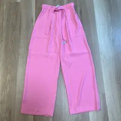 【228424】Adam et Rope' アダム エ ロペ  ワイドパンツ　ボトムス　ウエストゴム　ポリエステル　ファスナー　ベルト付き　クリーニング済　36  ・ ピンク