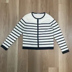 【228887】MACKINTOSH PHILOSOPHY マッキントッシュフィロソフィー  長袖カーディガン　ニット　アウター　ボーダー　コットン・ポリエステル混　38  ・ ホワイト/ブラック