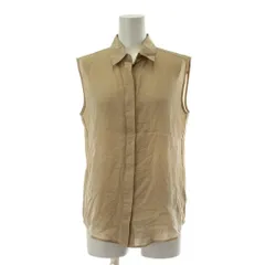ユニクロ UNIQLO タグ付き シャツ ブラウス 絹 シルク S ベージュ ノースリーブ 襟付き  /GP ■GY60