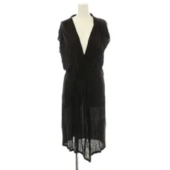 アンタイトル UNTITLED ワンピース ひざ丈 2 黒 ブラック Vネック ノースリーブ アシンメトリーヘム /LP ■GY60