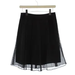 アンタイトル UNTITLED フレアスカート ひざ丈 2 黒 ブラック プリーツ チュール重ね ストライプ柄 /LP ■GY60