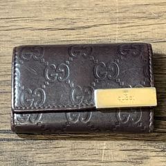 GUCCI グッチ シマレザー 6連キーケース ダークブラウン - メルカリ