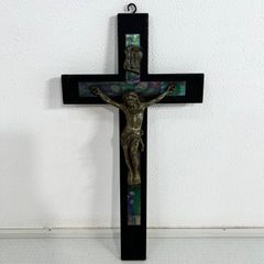 アンティーク 十字架 INRI ヴィンテージ 木製 31.5cm キリスト像付き