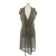 アンタイトル UNTITLED ワンピース ひざ丈 2 グレー Vネック フレンチスリーブ ウエストギャザー /LP ■GY60