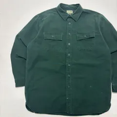 90s L.L.Bean キャンバス ワークシャツ 緑 XL TALL エルエルビーン ダックシャツ【2070ST】