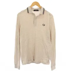 フレッドペリー FRED PERRY ポロシャツ 長袖 ロゴ 刺繍 S ベージュ /TK ■MA