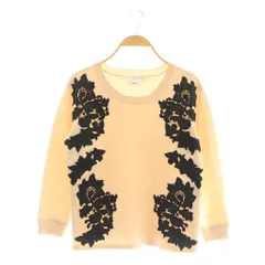ダイアンフォンファステンバーグ DIANE von FURSTENBERG ニット セーター プルオーバー レース リブ S ベージュ 黒 ブラック /CX ■GY57のサムネイル