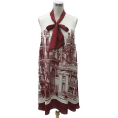 グレースクラス GRACE Class ワンピース 38 白 ホワイト ノースリーブ ボウタイ 総柄 ミモレ丈 /YS26 ■GY58