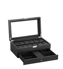 腕時計収納ケース アクセサリー 収納 時計ケース 12本 時計 収納ボックス 2段式 高級 ウォッチ 収納ケース コレクションケース PUレザー製… (12本 2段式-炭素繊維)