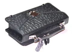 《期間限定SALE》《送料無料＆税込価格》《新品未使用》《数量限定》《特別価格》United HOMME -President-！牛革！オーストリッチ型押し！背面財布機能付き！ショルダーストラップ付属！男女兼用！ミニセカンドバッグ　UHP-2114　BK