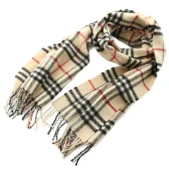 バーバリー ロンドン BURBERRY LONDON マフラー ストール フリンジ ノバチェック カシミヤ ベージュ /KU