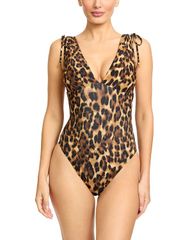 Robin Piccone Women's Olivia V Plunge One Piece Swimsuit, Multicolor