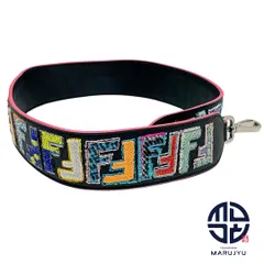 FENDI フェンディ ストラップユー FFロゴ ビーズ スパンコール カラフル 黒 ブラック ピンク ショルダーストラップ 小物 ブランド