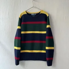 90s Polo Ralph Lauren ボートネック ニット セーター / M ウール ボーダー USA ビンテージ K5-12057-9010