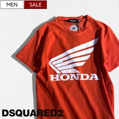 【定価56,100円(税込)】DSQUARED2 ディースクエアード HONDAとコラボしたユニークな１着！サラッとした極上の着心地＆美しいシルエット♪ホンダロゴが胸元に鎮座する クルーネックＴシャツ ロゴT ホンダ 半袖 S71GD1254 ブラッドオレンジ