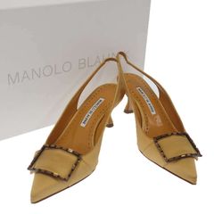 極美品】マノロブラニク スウェード ドルセー パンプス 黒 36.5size 