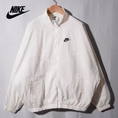 ナイキ NIKE ナイロンジャケット L クリーム ホワイト ロゴ刺繍  ストリート オーバーサイズ スポーツウェア ジャージ 古着 A255