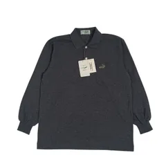 新品 タグ付き Crocodile クロコダイル ワンポイント刺繍 鹿子 長袖 ポロシャツ M/ダークグレー系 メンズ
