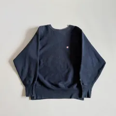 90s USA製素材 Champion REVERSE WEAVE チャンピオン リバースウィーブ 目付き ワンポイントロゴ刺繍 クルーネック スウェット トレーナー ネイビー