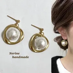コットンパール　ひねり　ハンドメイド　ピアス　イヤリング