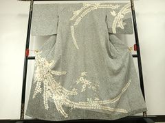 総絞り 訪問着 身丈 裄 藤の花 蝶 モノトーン 着物 052b - メルカリ