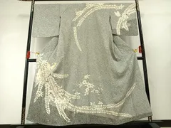 平和屋着物●訪問着　駒刺繍　辻が花　舞蝶文　金彩　正絹　逸品　AABG4356fy