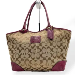 美品　COACH コーチ　トートバッグ　シグネチャー　キャンバス　レザー