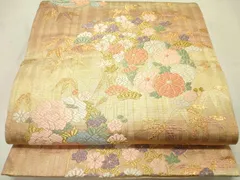 平和屋着物▼六通柄袋帯　唐織　四季花丸文　金糸　正絹　逸品　DABD0182op