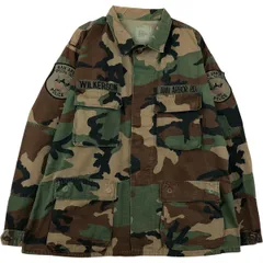 古着 80年代 米軍実品 迷彩柄 ウッドランドカモ リップストップ B.D.U ミリタリージャケット USA製 LARGE-REGULAR メンズL相当/eaa613205