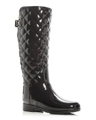 ハンター レディース シューズ ブーツ・レインブーツ キルティング Hunter Womens Refined Gloss Quilted Rain Boots Black ブラック