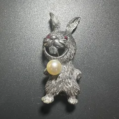 【vintage】シルバー製　刻印　ブローチ　パール　GT-Y2