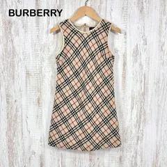 美品 BURBERRY LONDON バーバリーロンドン 定番カラー ベージュ ノバチェック ウール Aライン ノースリーブ ワンピース 130cm キッズ