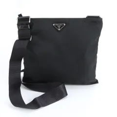 極美品 プラダ テスート ナイロン トライアングルロゴ ショルダーバッグ 斜め掛け メッセンジャー ブラック メンズ EUM DN8-5【中古】