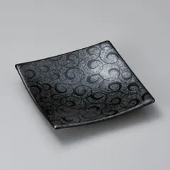 銀彩唐草正角皿