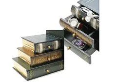 ・実は小物入れ！★木製アンティーク調！本型ブックエンド♪引き出し付、宝箱 2個セット★レトロでクラシック感溢れる一品は、アクセサリー・小物等イン...