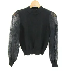 リゼクシー ニット トップス 長袖 レース袖 シアー レース レディース Fサイズ ブラック RESEXXY 【中古】