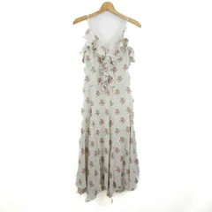 ディーケーエヌワイ キャミソールワンピース トップス フリル 花柄 ロング丈 レディース 4サイズ オフホワイト×緑×赤 DKNY 【中古】