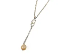 クリスチャン・ディオール　Christian Dior　ロゴ　フェイクパール　ネックレス　シルバーカラー　送料無料