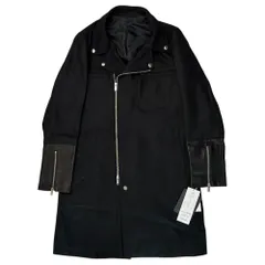 John UNDERCOVER(ジョン アンダーカバー) 15AW Leather-trimmed wool rider's coat レザー 切替 ウール ライダースコート JUP4302 2(M程度) ブラック 参考定価71,500円(税込)のサムネイル