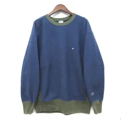 チャンピオン CHAMPION リバースウィーブ 青単タグ 2トーン スウェット トレーナー ネイビー グリーン 紺 緑 XL C8-S026