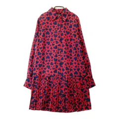 KATE SPADE ケイト スペード  長袖ポロ プリーツ ワンピース ハート 総柄 レッド系 XS [240101583510] レディース
