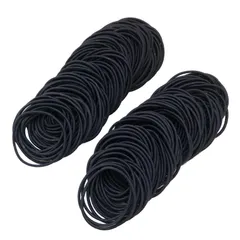 【特価セール】カラー 約１００本セット ヘアゴム 結び目なし 【ラッピングファクトリー】大容量 金具なし ハンドメイド ヘアアクセサリー (黒200本)