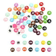 カラフル 70個セット アクセサリーパーツ 14色 14mm チャーム デコパーツ 風 チョコ DIY マーブル Elizabeth