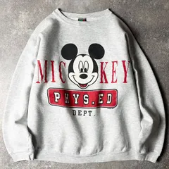 90s ディズニー オフィシャル ミッキー プリント スウェット トレーナー / 90年代 オールド キャラクター 霜降り グレー