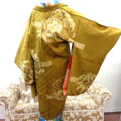 木綿着物 久留米かすり 証紙付 縞に独楽 絵絣文様 藍染 単衣 バチ衿