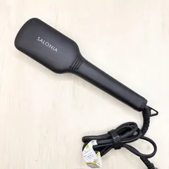 SL-012BK SALONIA サロニア ストレートヒートブラシ ブラシ型ヘアアイロン ストレートアイロン ヘアーアイロン 温度調整  60W ブラック 60-80212-561