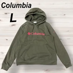 Columbia コロンビア レディース スウェットパーカー L フード ロゴ アウトドア 登山 キャンプ オリーブ系 カーキ (B029)★
