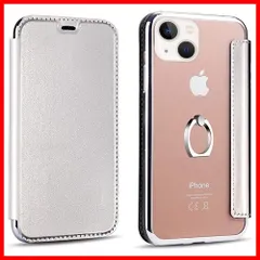 iPhone 13promax ケース 財布 指輪 のPUレザー 手帳型 リング付き スマホケース 対応 耐衝撃 擦り傷防止 アイフォン用 防塵 カバー TPU 指紋防止 超薄型 全面保護 (For iPhone 13pro max 銀)